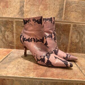 Isaac Mizrahi Python Print Pink Heel Booties